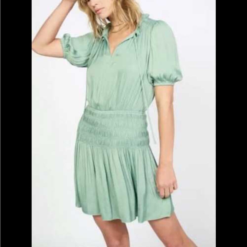 Anthropologie Current Air Crinkle Texture
Samantha Smocked Sage Mini Dress Small - Picture 2 of 2